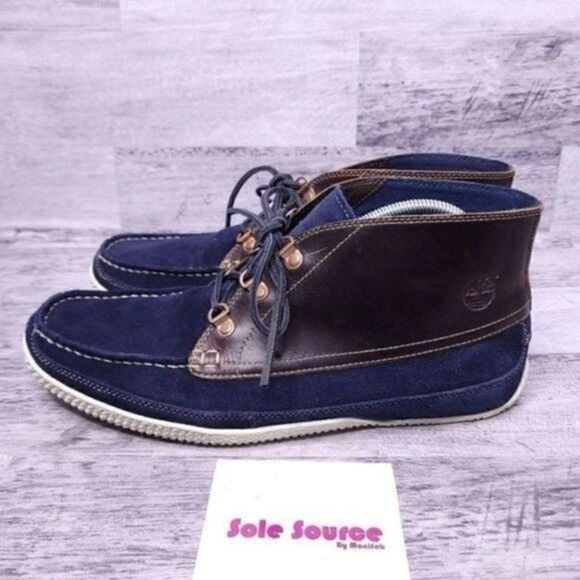 Timberland Camp 73 Moc Toe Lace Up Leather Suede Boot Navy Brown Men's sz 11.5 - Picture 3 of 8